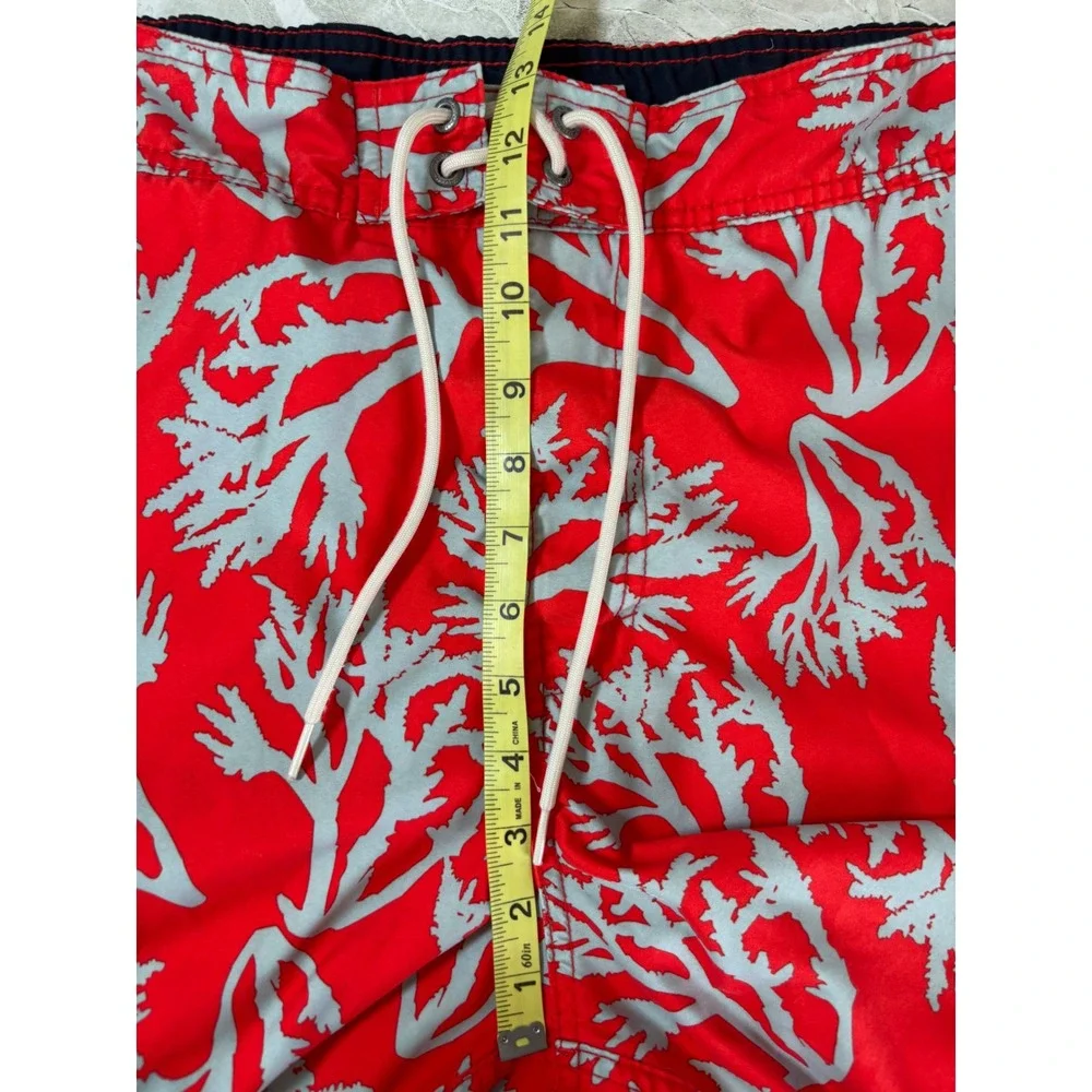 Nautica Mens Swim Trunks Red Coral Print Board Shorts‎ Mesh Lining Large